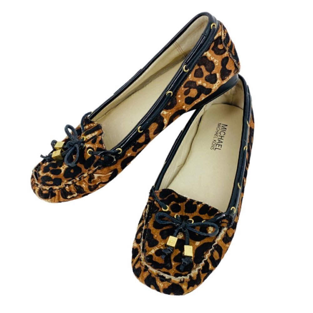 MICHAEL Michael Kors Leopard Print Suede Loafers - Black & Brown 8.5